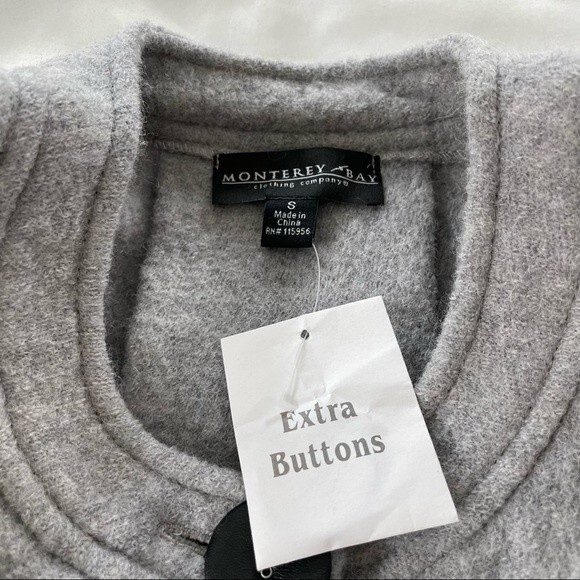NWT Vintage Monterey Bay Gray Wool Button Front Cardigan Jacket Size Small - Picture 5 of 6